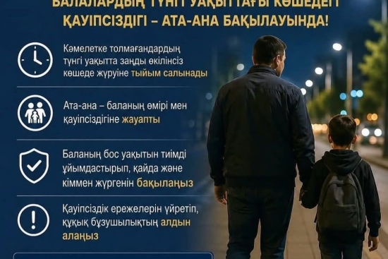 АТА АНАЛАР НАЗАРЫНА!  Заң мен Тәртіп: балалар қауіпсіздігі – басты назарда Балалардың қауіпсіздігі – қоғам мен ата -ананың ортақ жауапкершілігі. «Заң мен Тәртіп» қағидаты аясында кәмелетке толмағандардың құқықтарын қорғау, олардың қауіпсіздігін қамтамасыз